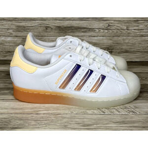 Adidas Original Superstar 350 Premium Sneaker Shoe | White Orange Women Size 7